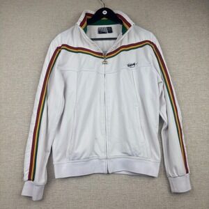 Vintage 90s Billabong Track Jacket White Rasta Stripe Full Zip Mens Large